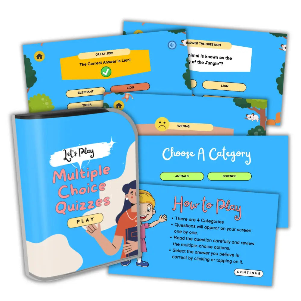 Multiple Choice Quizzes Kid’s Game- Plr Rights Printable Journals