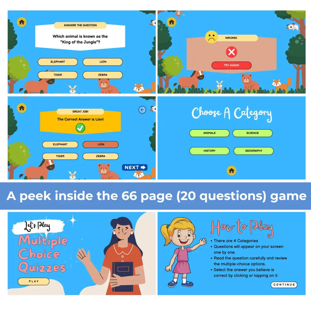 Multiple Choice Quizzes Kid’s Game- Plr Rights Printable Journals