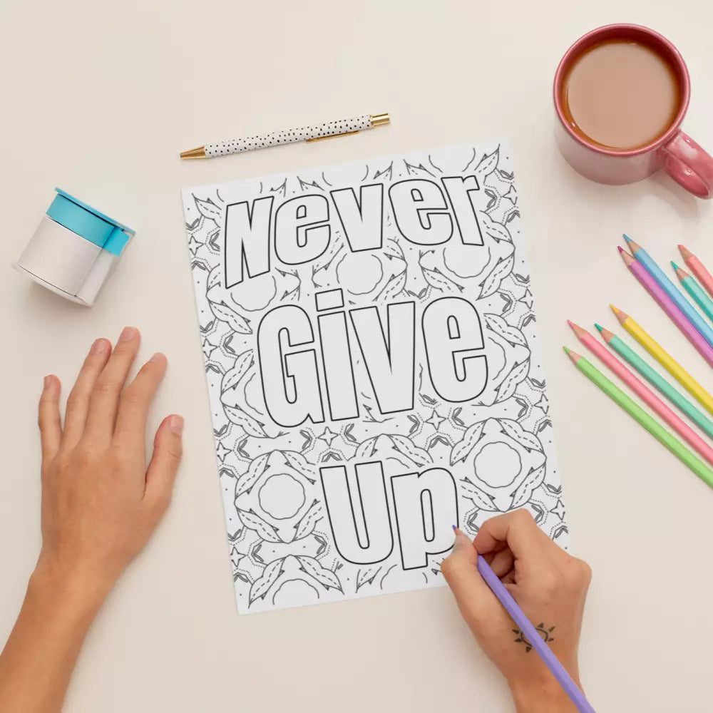 never give up plr coloring page