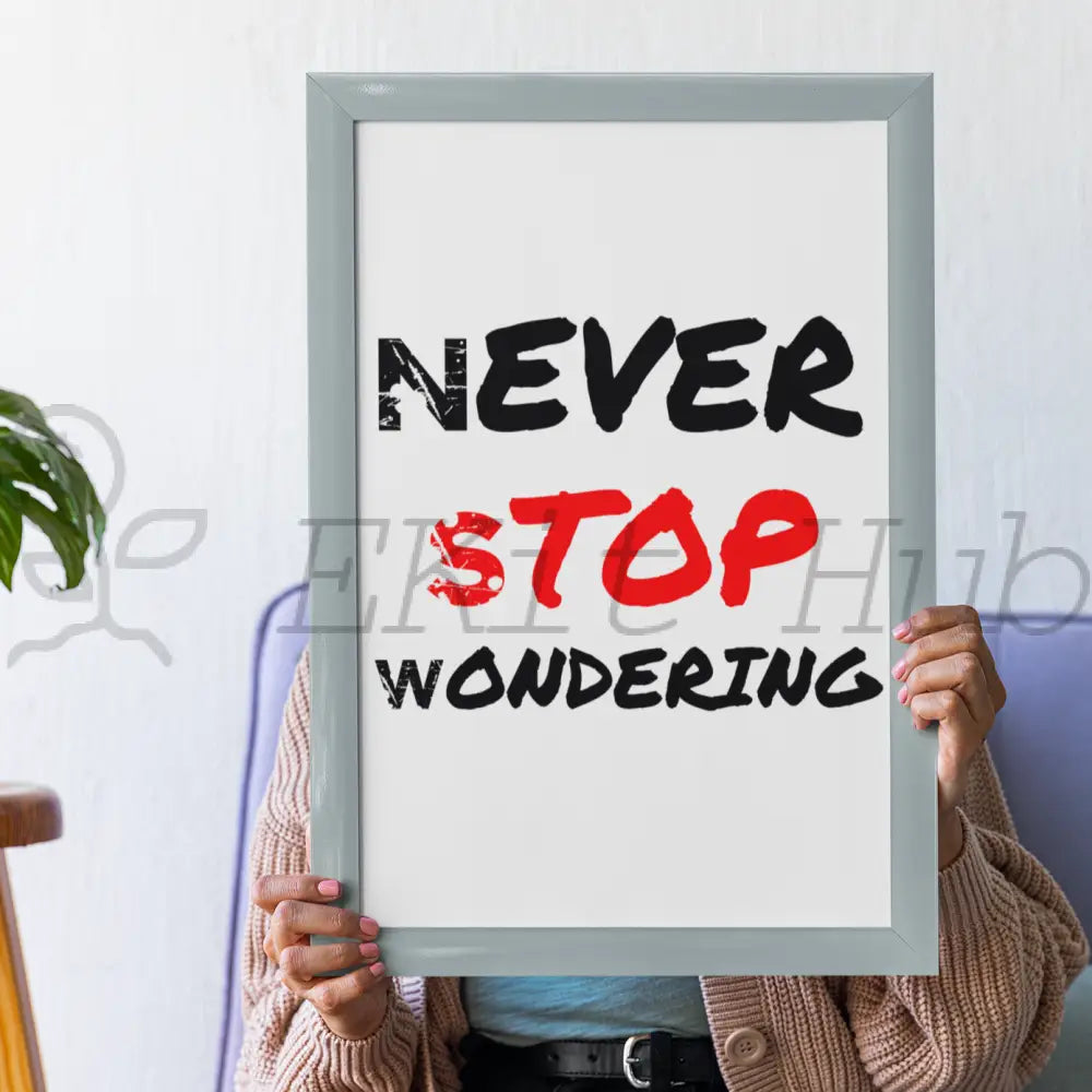 Never Stop Wondering Plr Poster Graphic - For Print-On-Demand Wall Art And More Printable Graphics