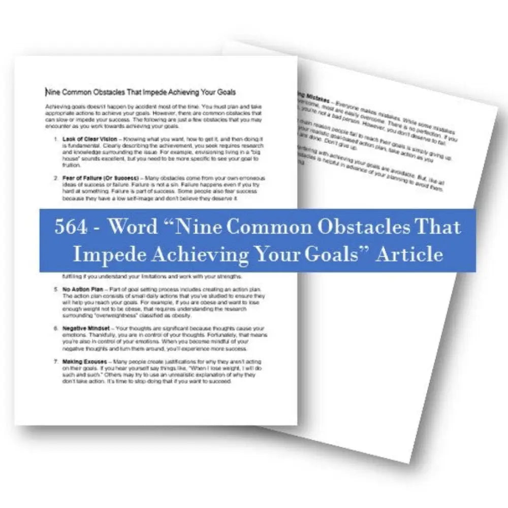 nine common obstacles that impede achieving your goals plr article