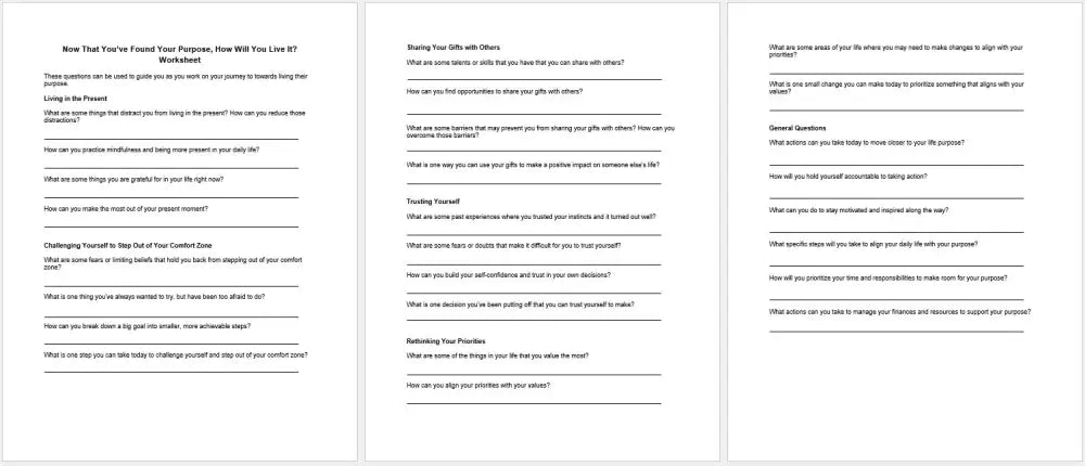 How to Use Your Purpose Worksheet PLR