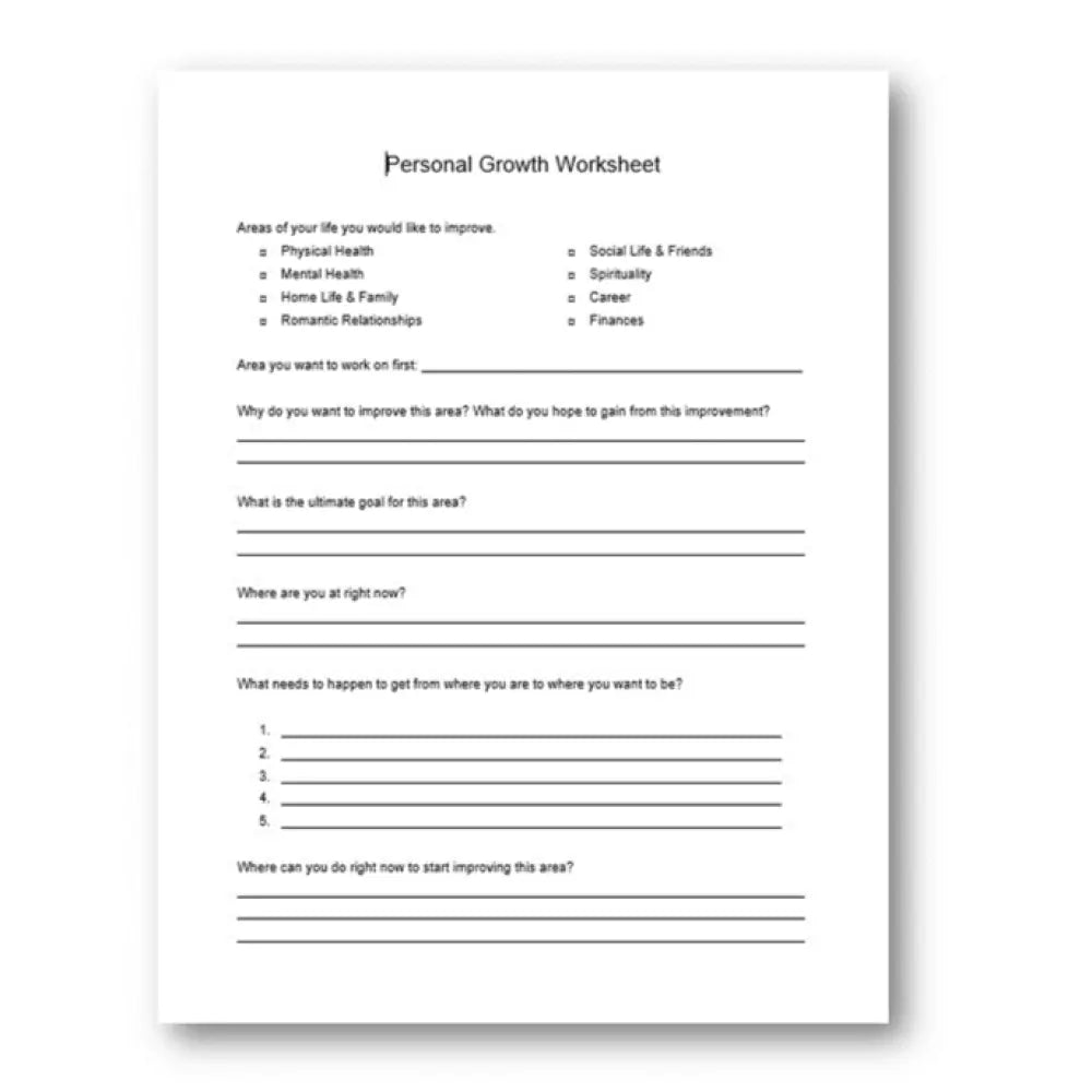 Personal Growth Worksheet PLR