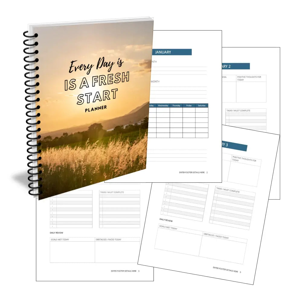 ’Every Day Is A Fresh Start’ Plr Planner Printable Planners