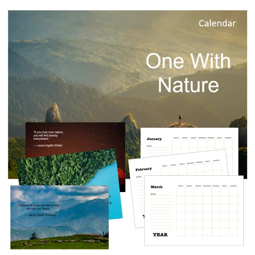 one with nature printable calendar plr