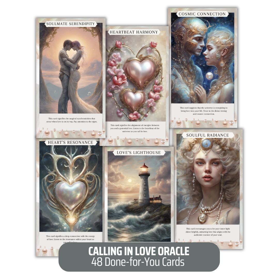 Calling in Love Oracle Card Deck - PLR with Canva Template