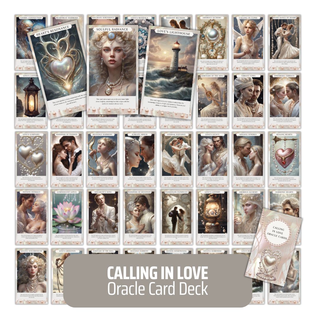 Calling in Love Oracle Card Deck - PLR with Canva Template