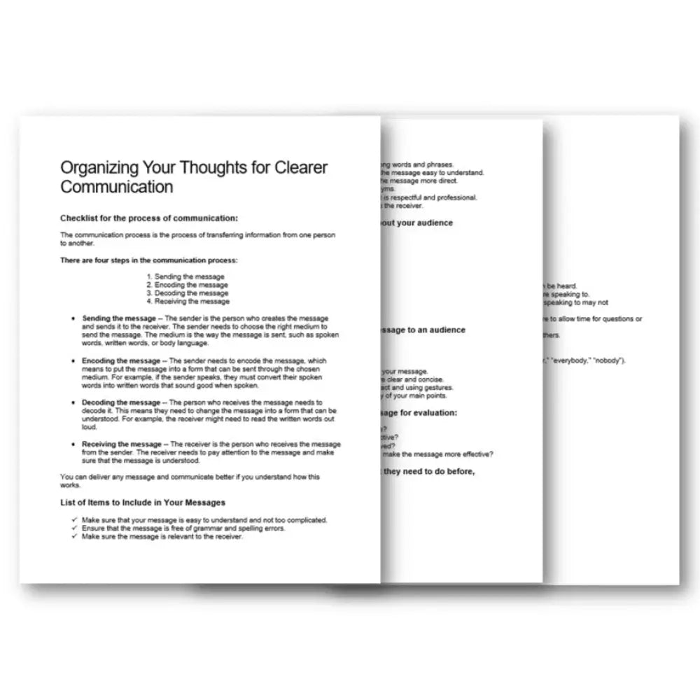 Organizing your thoughts for clearer communication ckl plr