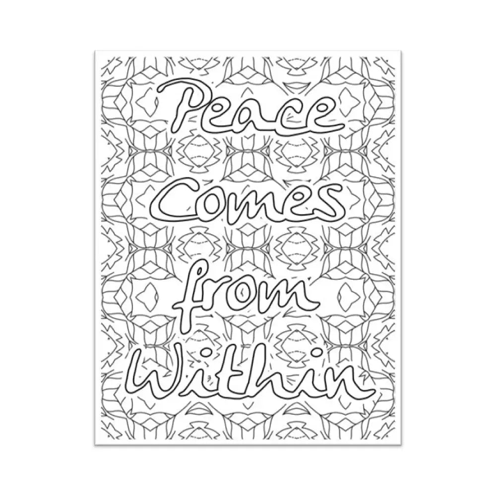 peace comes from within printable coloring page plr