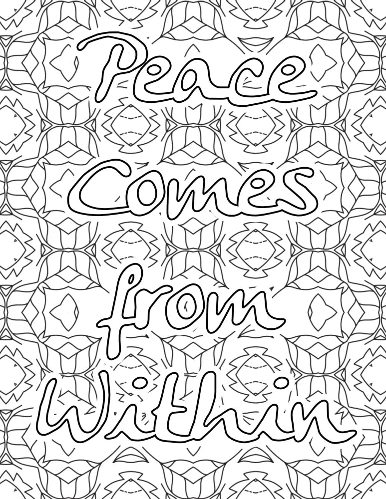 peace comes from within plr coloring page