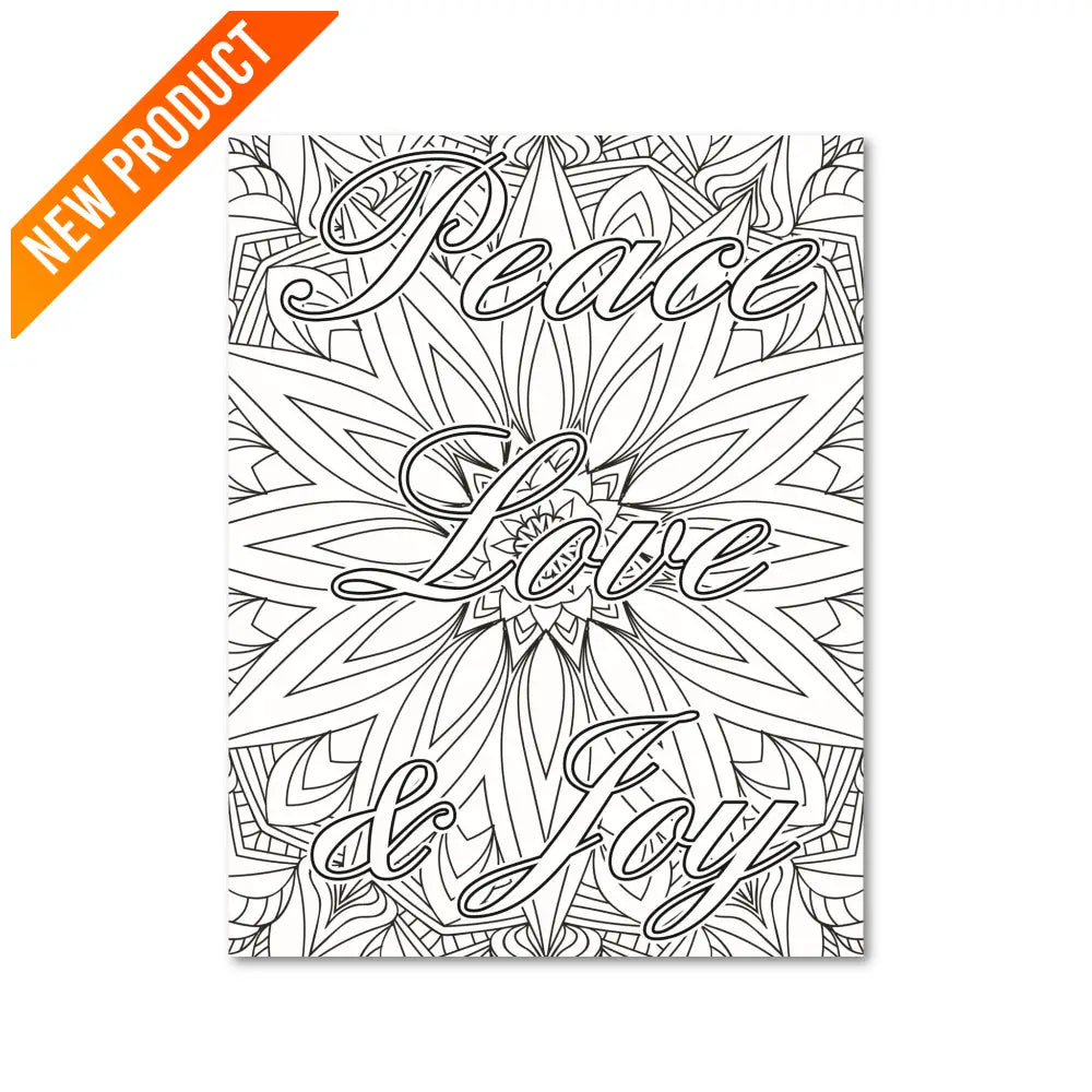 ’Peace Love & Joy’ Plr Coloring Page Pages