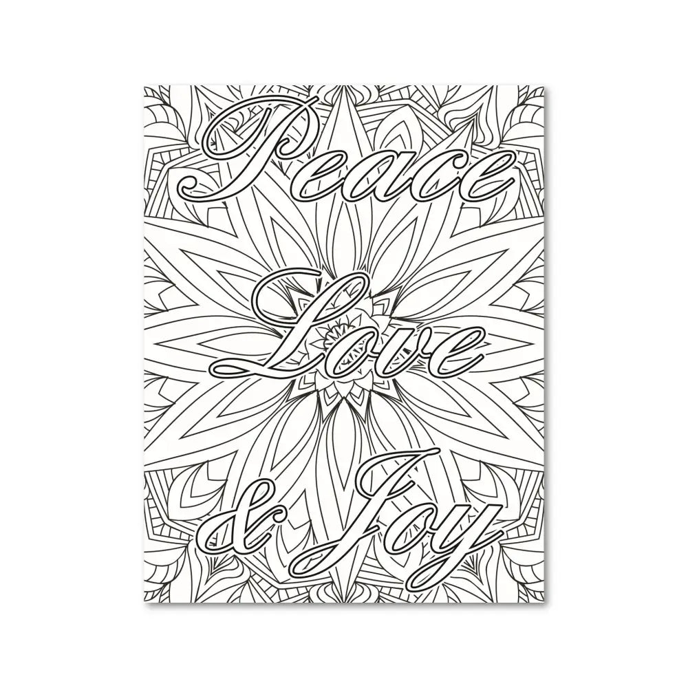 ’Peace Love & Joy’ Plr Coloring Page Pages