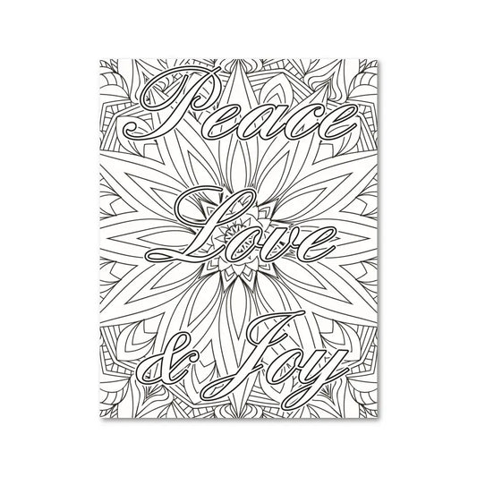 ’Peace Love & Joy’ Plr Coloring Page Pages