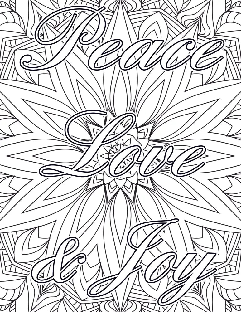 ’Peace Love & Joy’ Plr Coloring Page Pages