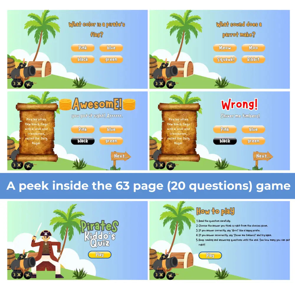 Pirate Quiz Kid’s Game- Plr Rights Printable Journals