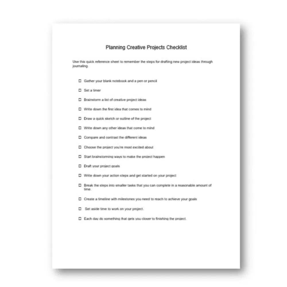 Creative Problem Checklist Planning Creative Projects PLR Checklist & Worksheet