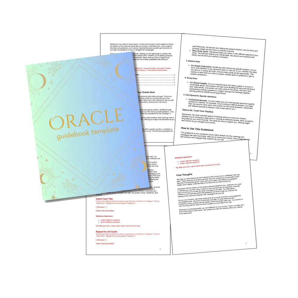 Plr Oracle Card Deck Canva Template Pack With Guidebook Business Templates