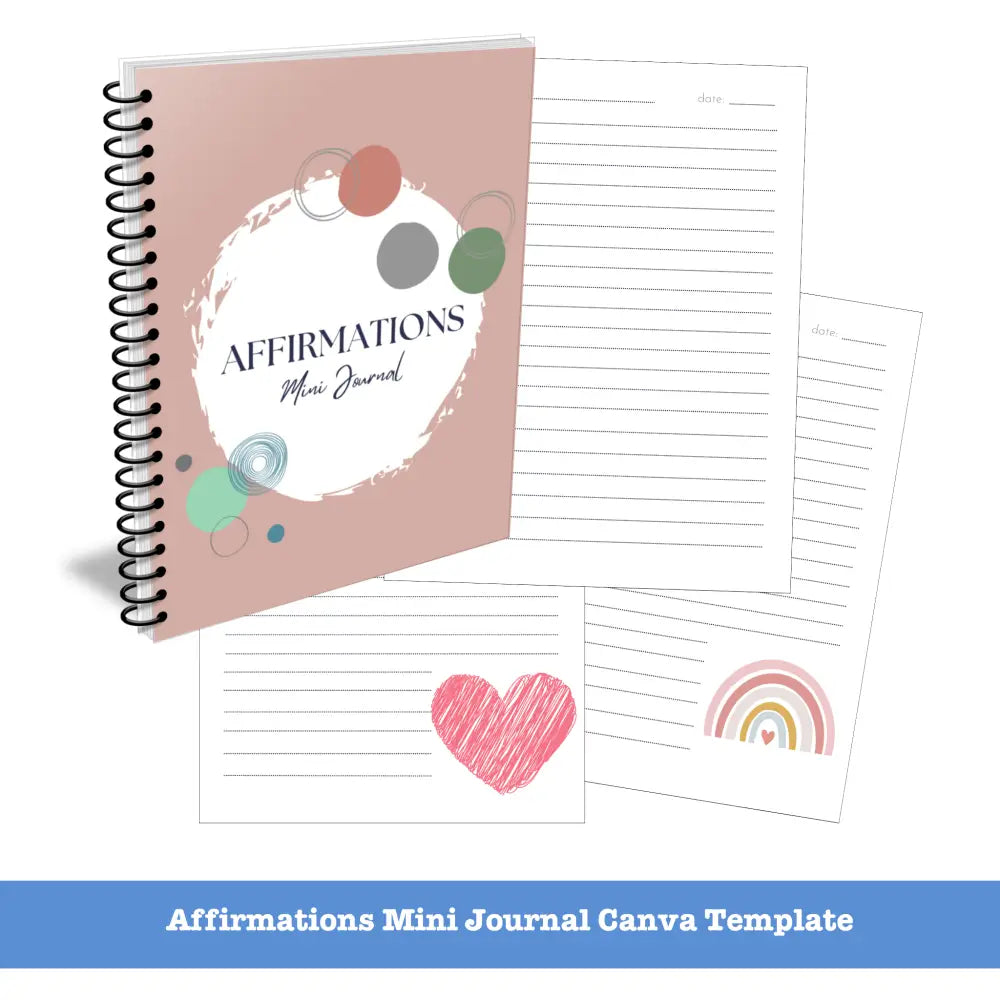 Positivity Affirmation Canva Journal Template - Mini Plr Templates