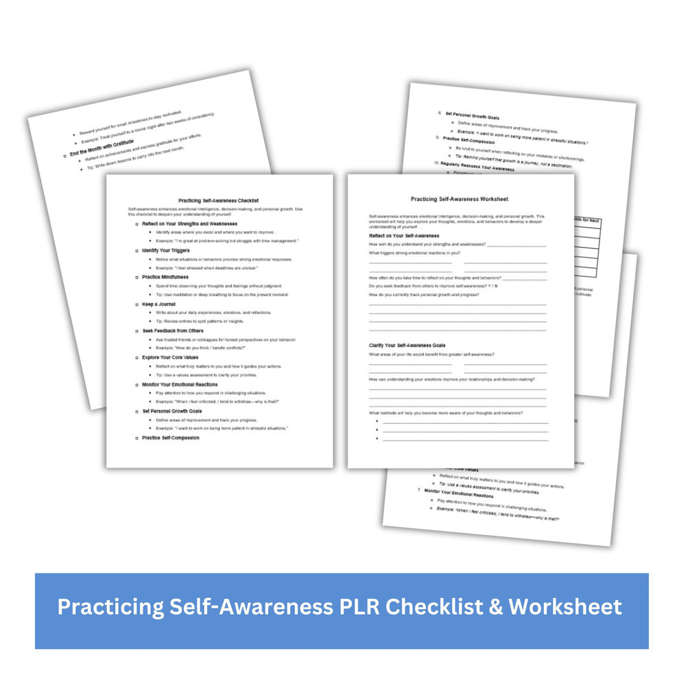 Practicing Self-Awareness PLR Checklist & Worksheet