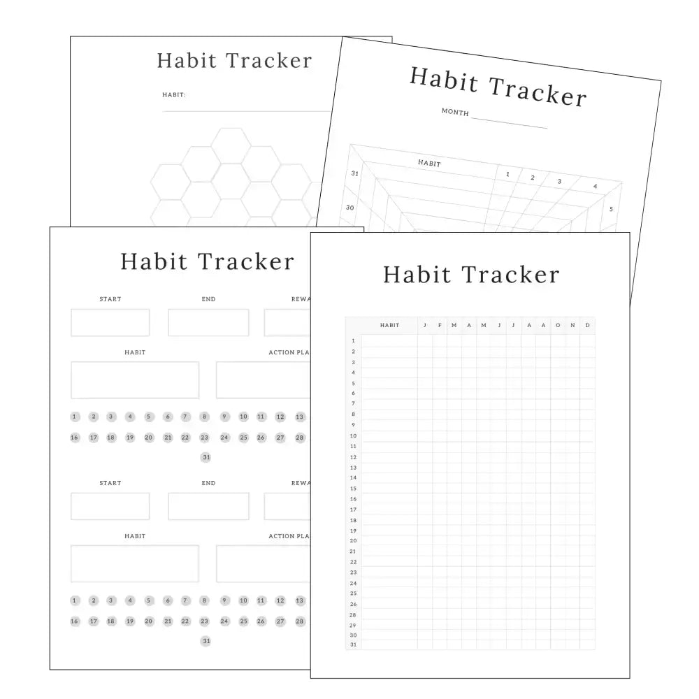 Premium Habit Tracker Planning Sheets - Plr With Canva Template Printable Planners