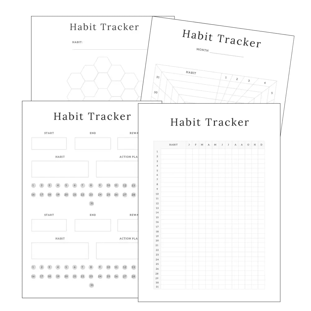 Premium Habit Tracker Planning Sheets - Plr With Canva Template Printable Planners