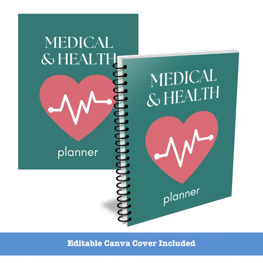 Premium Medical & Health Planner - Plr With Canva Template Printable Planners