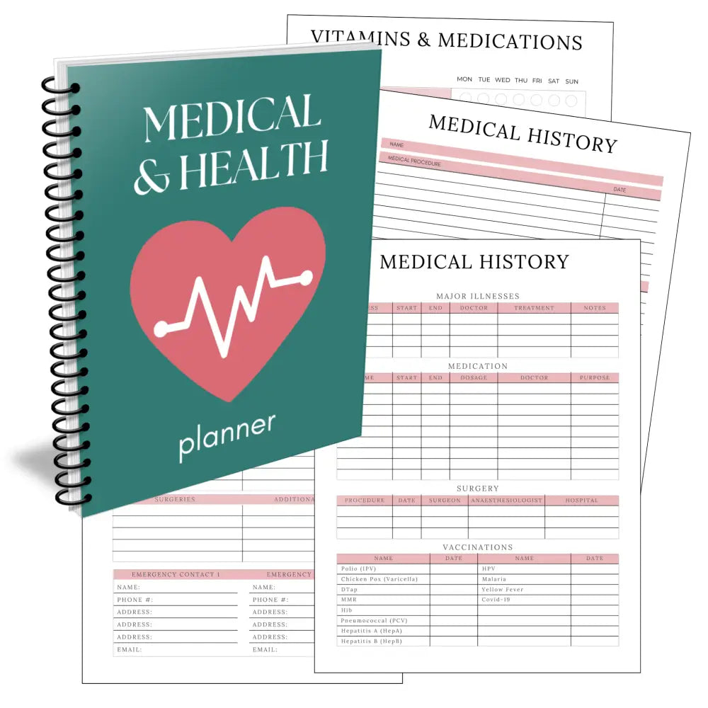 Premium Medical & Health Planner - Plr With Canva Template Printable Planners