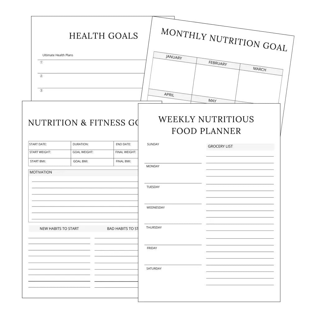 Premium Nutrition Planner - Plr With Canva Template Printable Planners