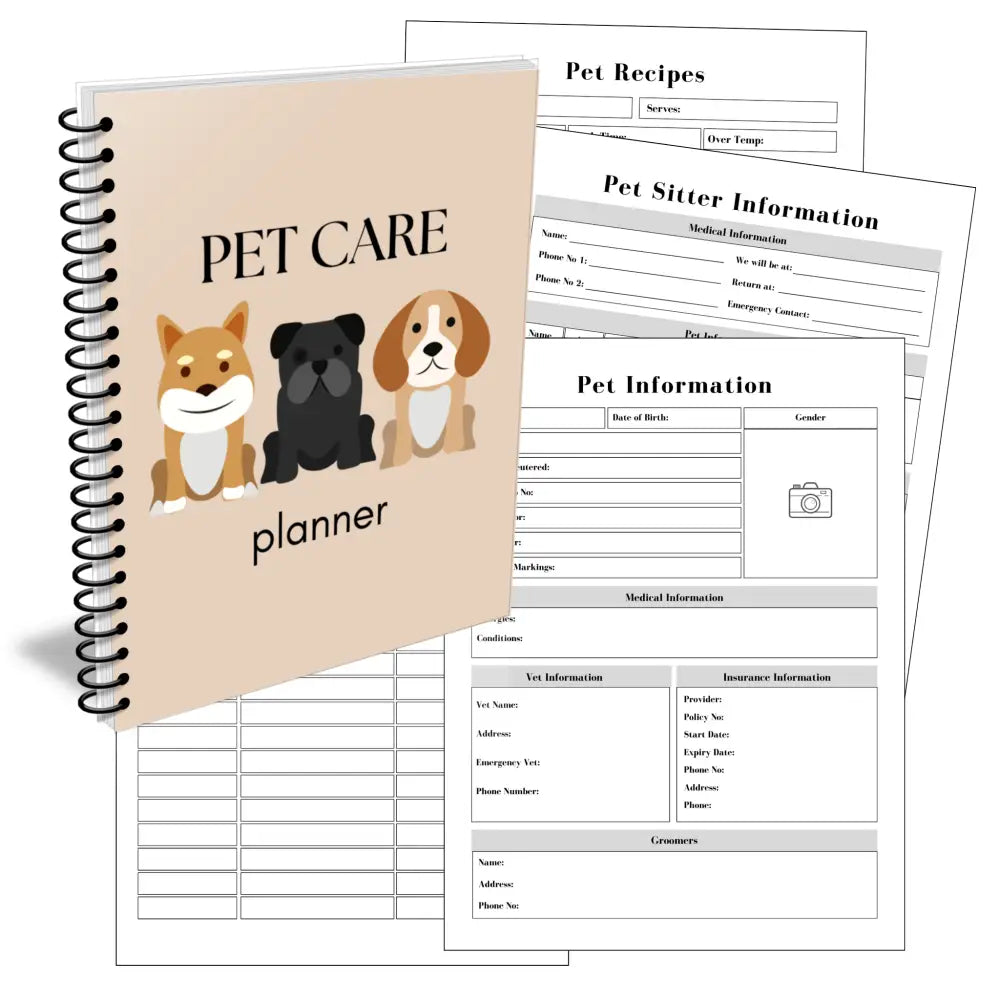 Premium Pet Care Planner - Plr With Canva Template Printable Planners