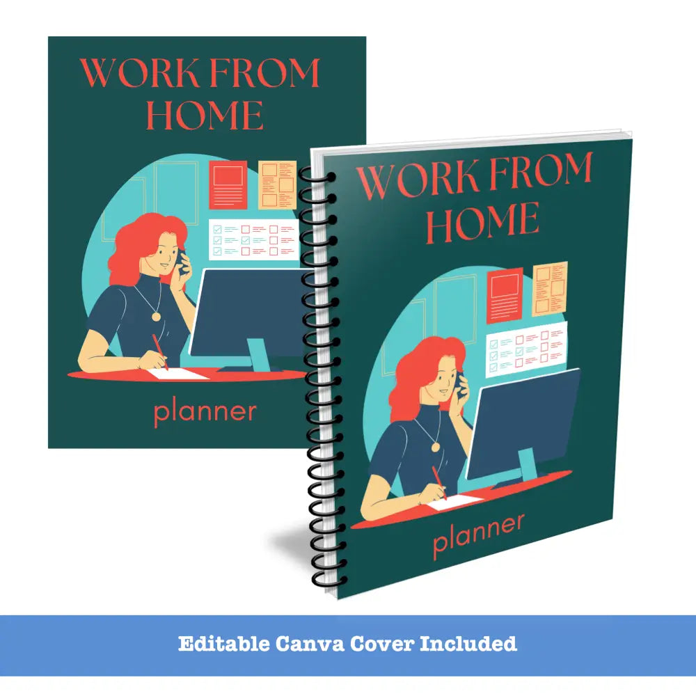 Premium Work From Home Planner - Plr With Canva Template Printable Planners