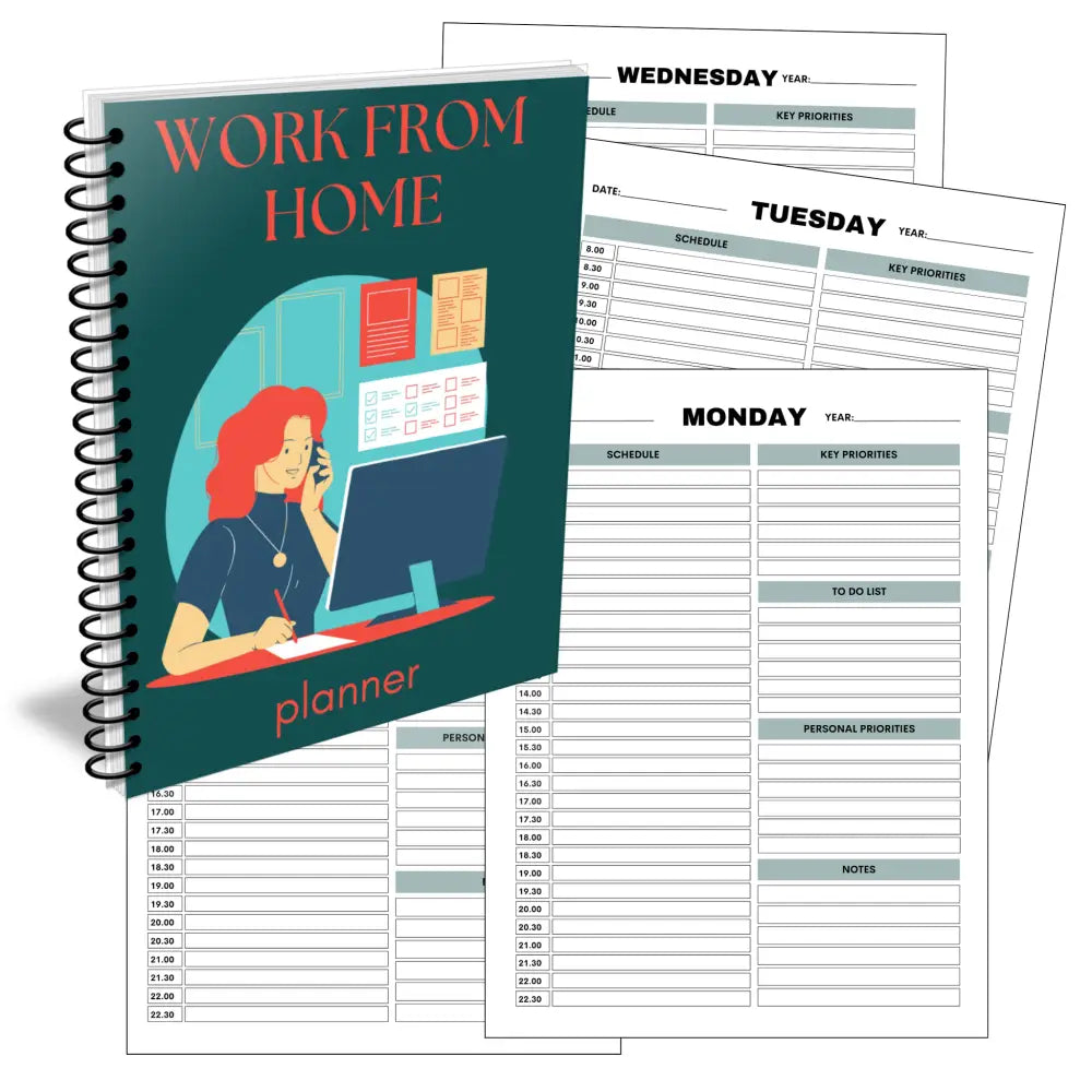 Premium Work From Home Planner - Plr With Canva Template Printable Planners