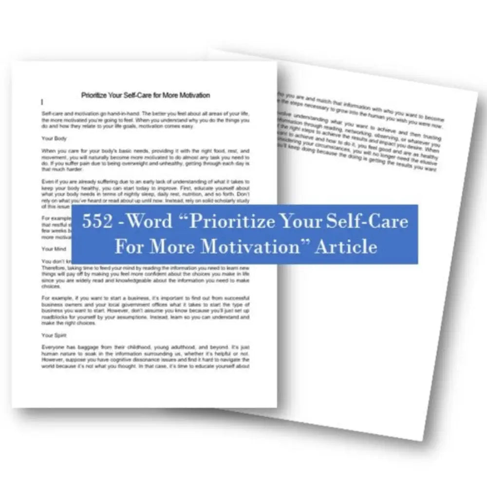 prioritize your self-care for more motivation plr article
