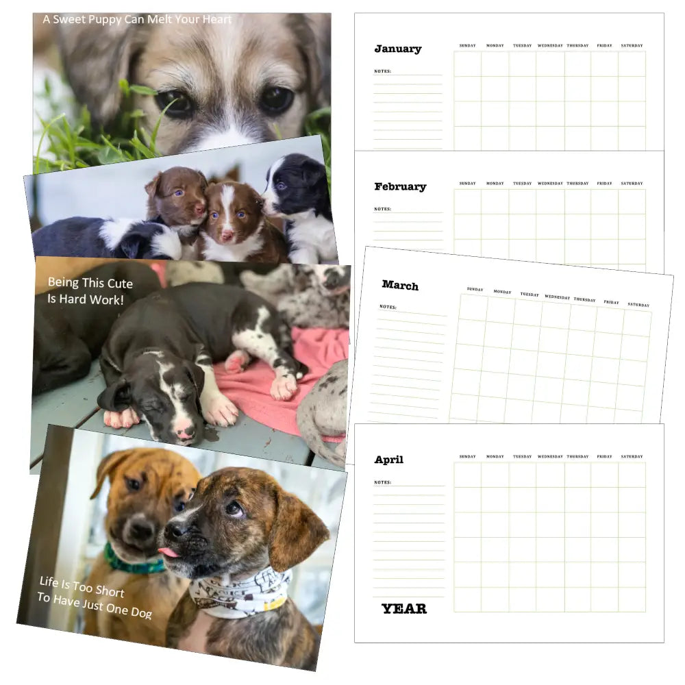 puppies printable plr calendar