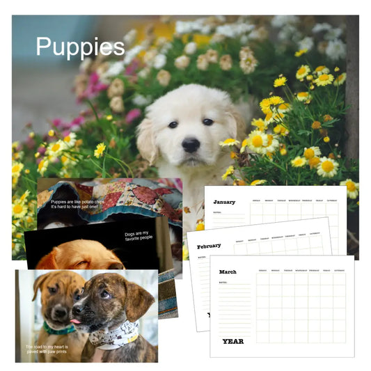 puppy love printable calendar plr
