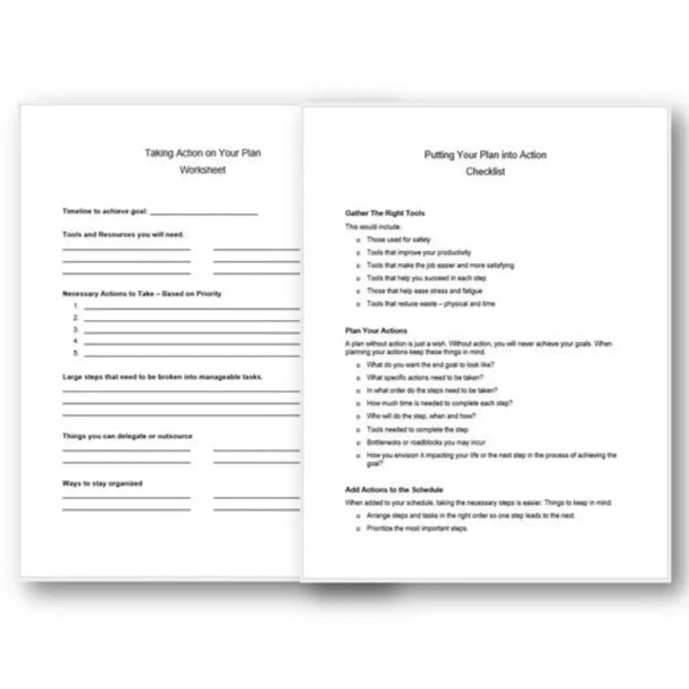 Putting Your Personal Development Plan Into Action Checklist And Worksheet Printable Worksheets