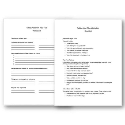 Putting Your Personal Development Plan Into Action Checklist And Worksheet Printable Worksheets
