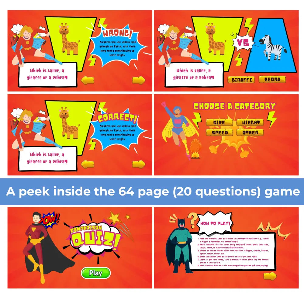 Quiz Comparison Kid’s Game- Plr Rights Printable Journals