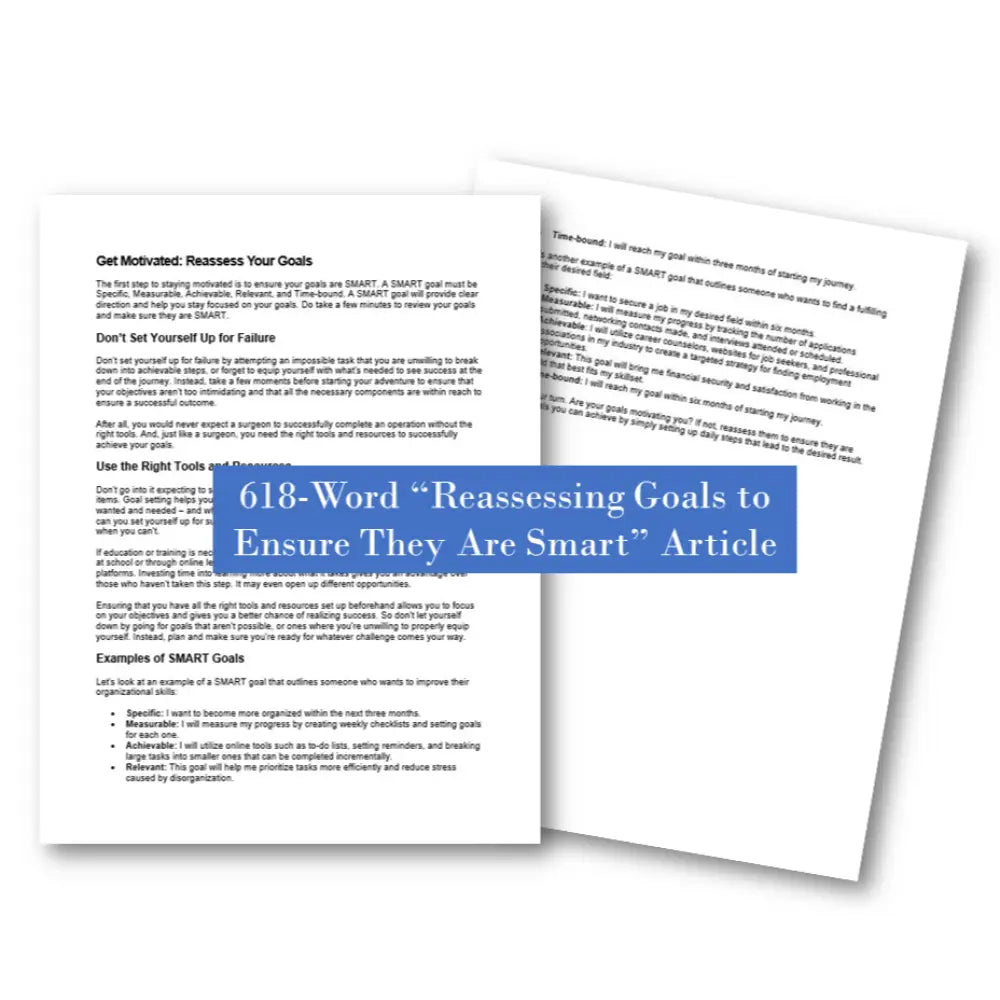 Reassessing goals to ensure they are smart plr article