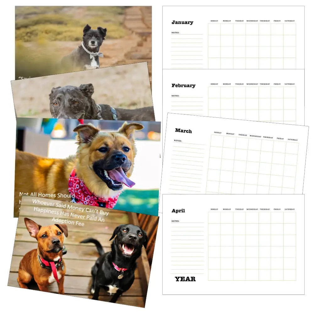 rescue dogs printable plr calendar