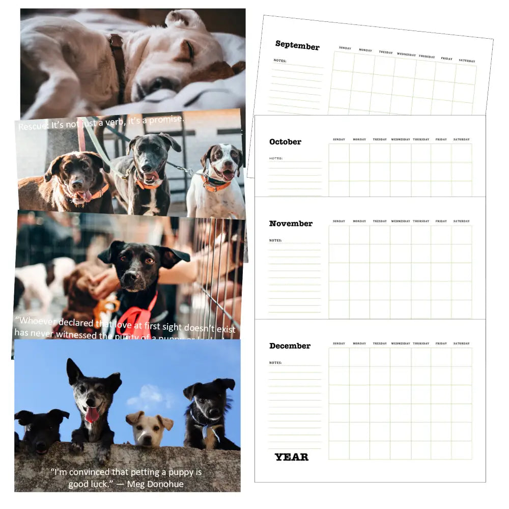 rescue dogs printable plr calendar