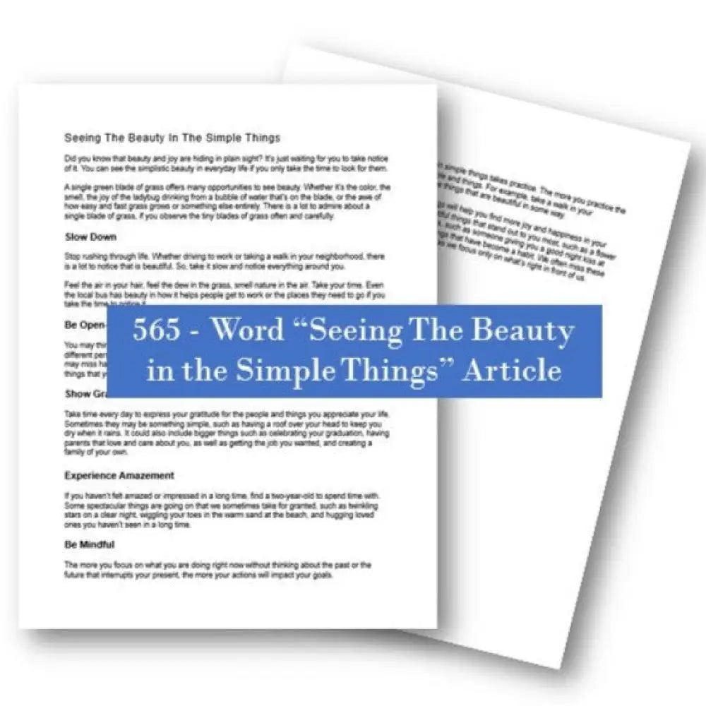 seeing the beauty in the simple things plr article