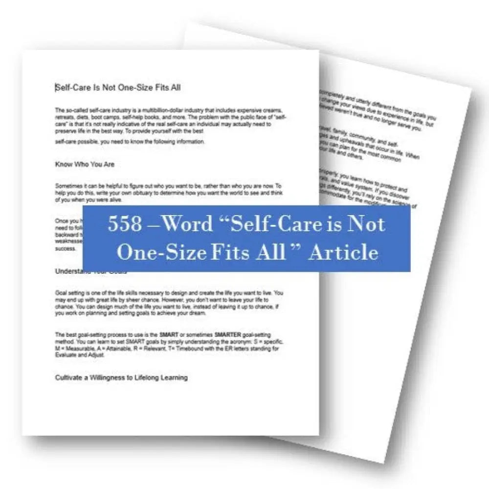 self-care is not one-size fits all plr article