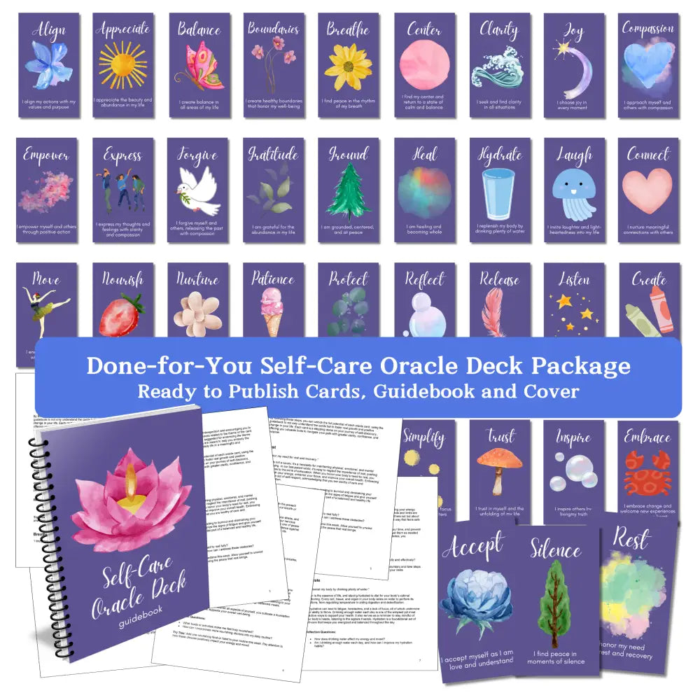 Self-Care Oracle Card Deck With Guidebook Plr Business Templates