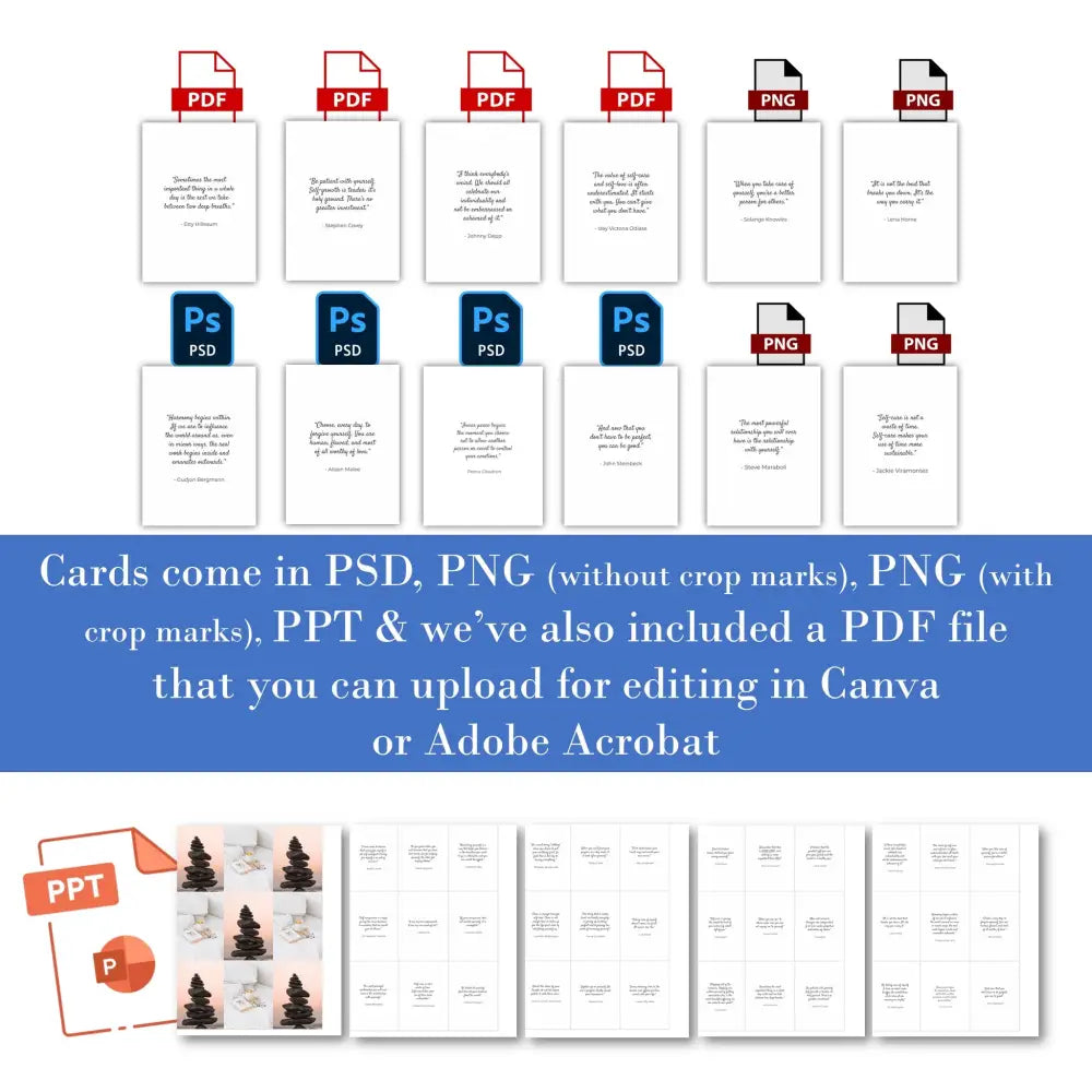 Self-Care Quotes - Plr Card Deck Business Templates