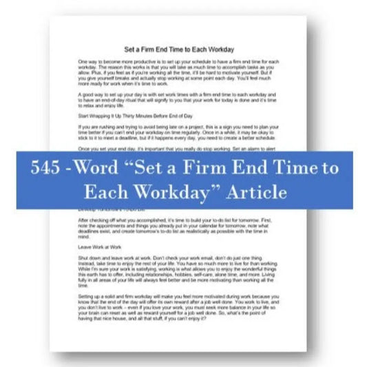 set a firm end time to each workday plr article