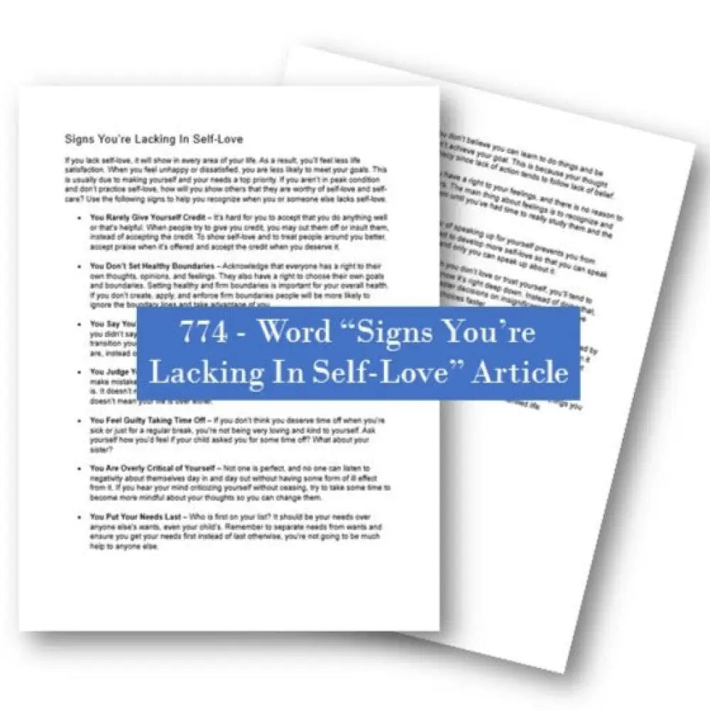 signs you're lacking in self-love plr article