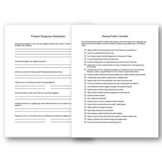 Staying Positive Checklist And Worksheet Printable Worksheets Checklists Plr