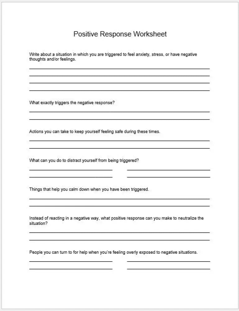 Staying Positive Checklist And Worksheet Printable Worksheets Checklists Plr