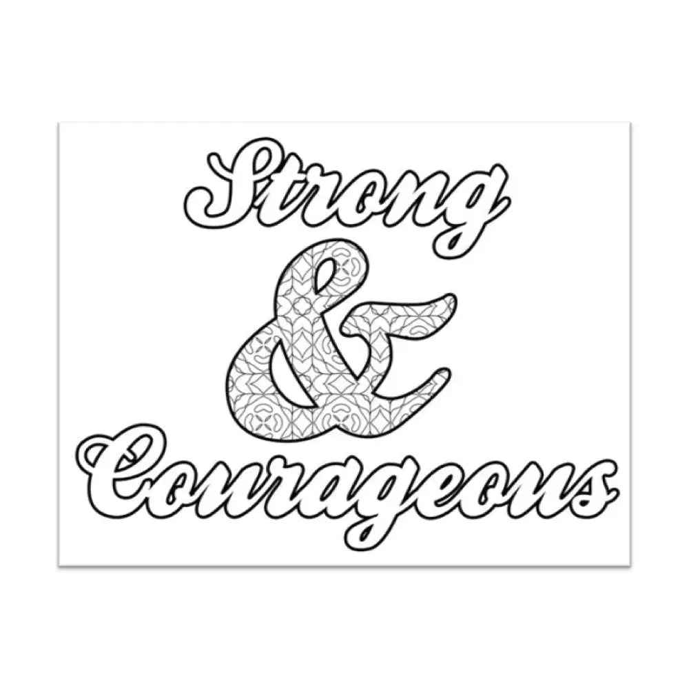 strong and courageous motivational coloring page private label rights