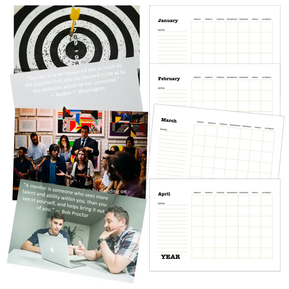 success mindset printable calendar plr